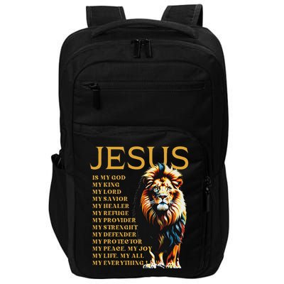 Lion Christian Jesus Is My God King, Lord, And Savior Impact Tech Backpack