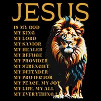 Lion Christian Jesus Is My God King, Lord, And Savior Button