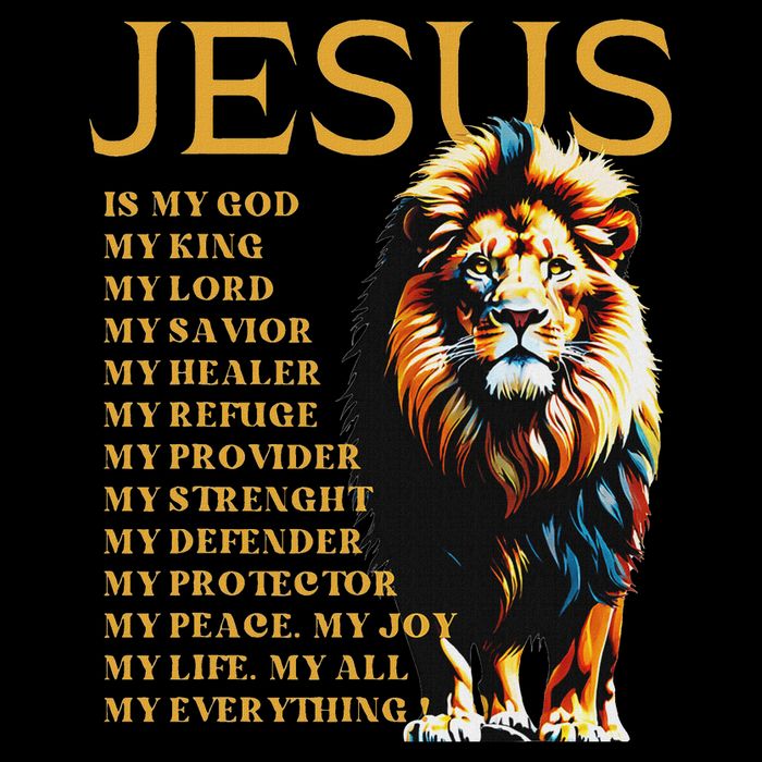 Lion Christian Jesus Is My God King, Lord, And Savior Button