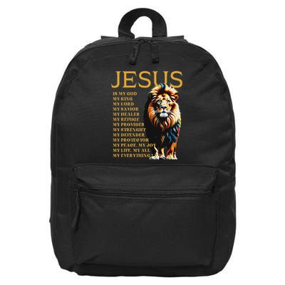 Lion Christian Jesus Is My God King, Lord, And Savior 16 in Basic Backpack