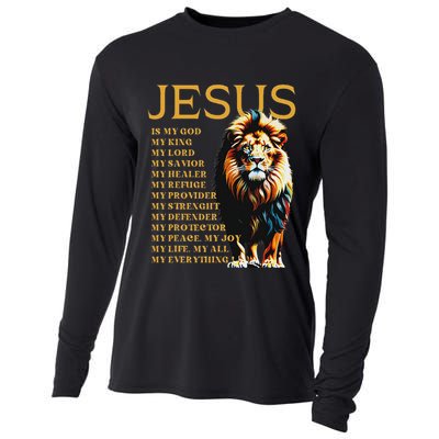 Lion Christian Jesus Is My God King, Lord, And Savior Cooling Performance Long Sleeve Crew