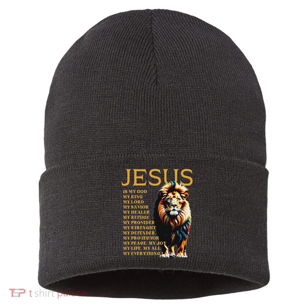 Lion Christian Jesus Is My God King, Lord, And Savior Sustainable Knit Beanie