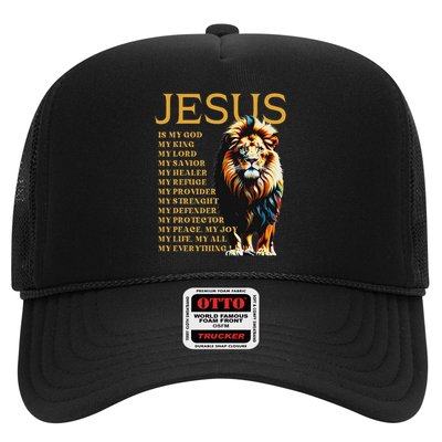 Lion Christian Jesus Is My God King, Lord, And Savior Trucker Hat
