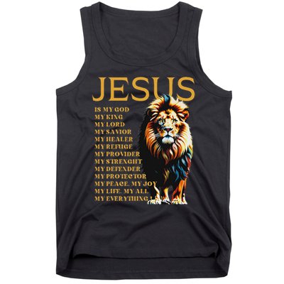 Lion Christian Jesus Is My God King, Lord, And Savior Tank Top