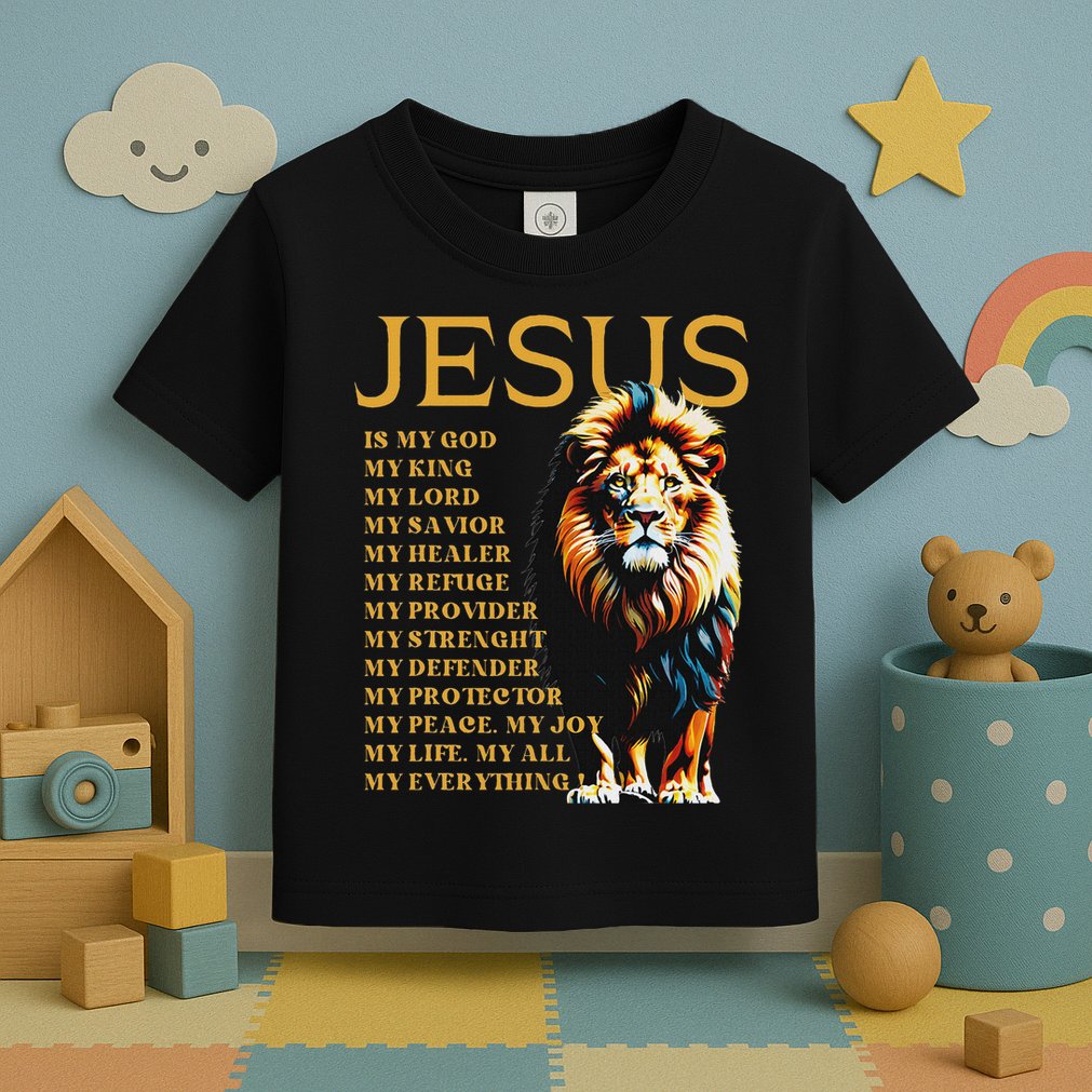 Lion Christian Jesus Is My God King, Lord, And Savior Toddler T-Shirt