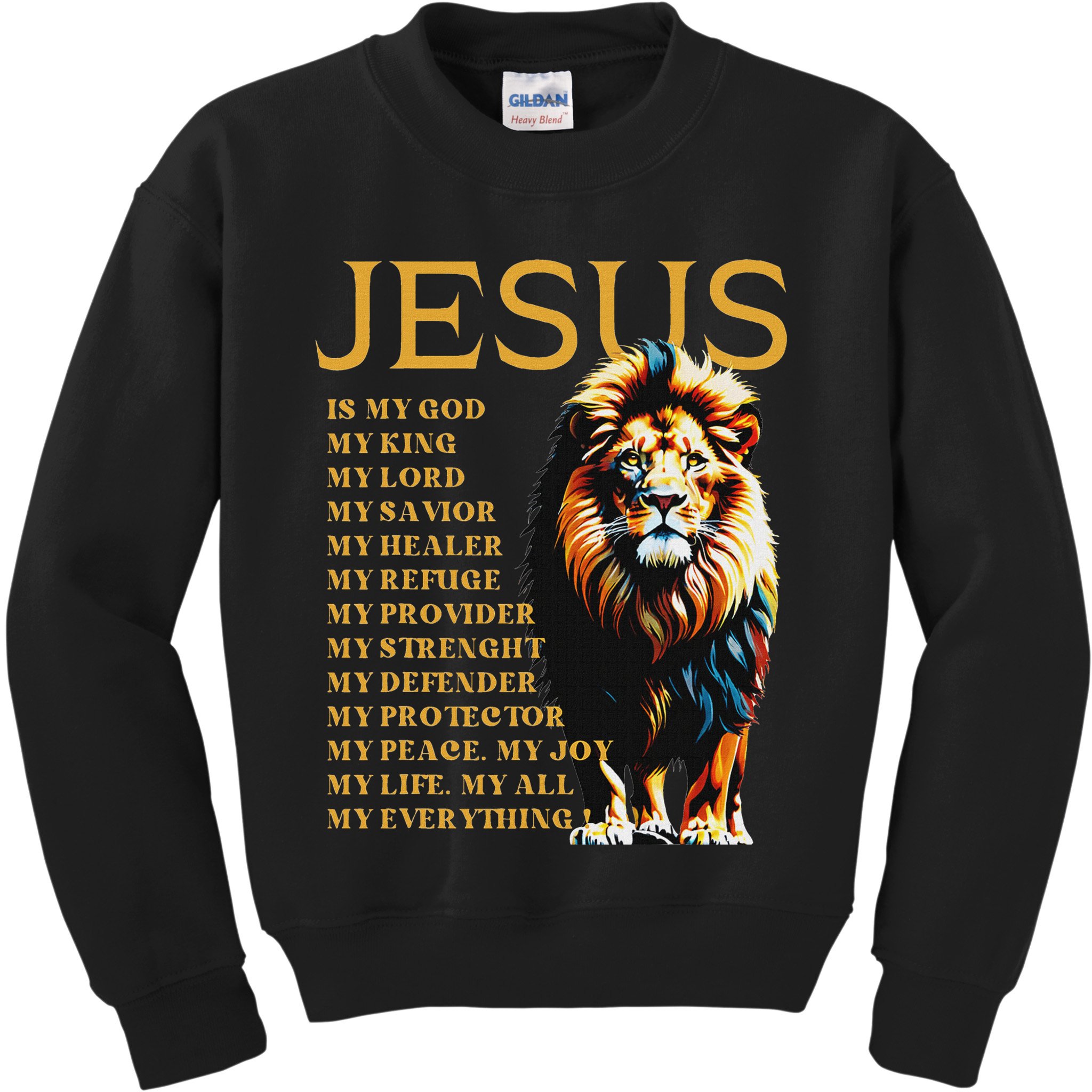 Lion Christian Jesus Is My God King, Lord, And Savior Kids Sweatshirt