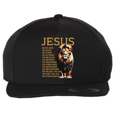 Lion Christian Jesus Is My God King, Lord, And Savior Wool Snapback Cap