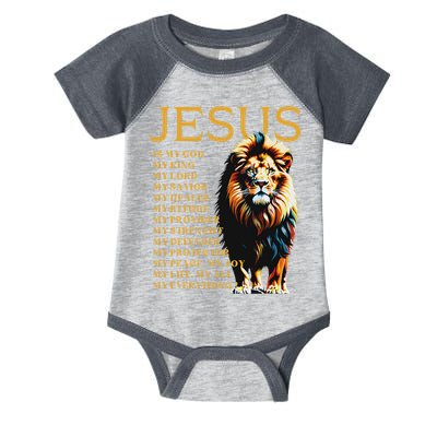 Lion Christian Jesus Is My God King, Lord, And Savior Infant Baby Jersey Bodysuit