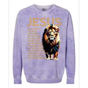 Lion Christian Jesus Is My God King Lord And Savior Colorblast Crewneck Sweatshirt