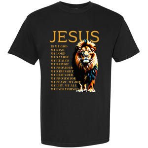 Lion Christian Jesus Is My God King Lord And Savior Garment-Dyed Heavyweight T-Shirt