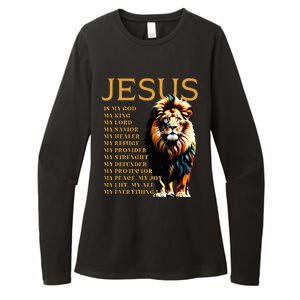 Lion Christian Jesus Is My God King Lord And Savior Womens CVC Long Sleeve Shirt