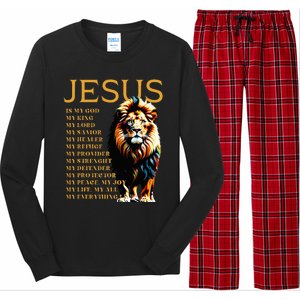 Lion Christian Jesus Is My God King Lord And Savior Long Sleeve Pajama Set