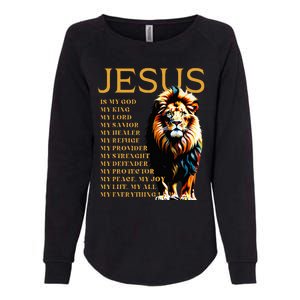 Lion Christian Jesus Is My God King Lord And Savior Womens California Wash Sweatshirt