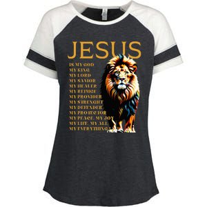 Lion Christian Jesus Is My God King Lord And Savior Enza Ladies Jersey Colorblock Tee