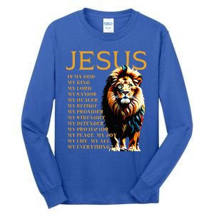 Lion Christian Jesus Is My God King Lord And Savior Tall Long Sleeve T-Shirt