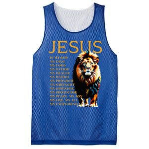 Lion Christian Jesus Is My God King Lord And Savior Mesh Reversible Basketball Jersey Tank