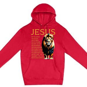 Lion Christian Jesus Is My God King Lord And Savior Premium Pullover Hoodie