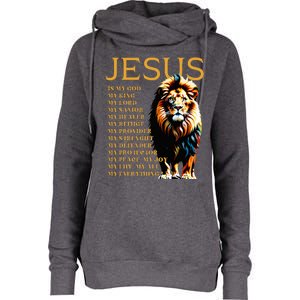 Lion Christian Jesus Is My God King Lord And Savior Womens Funnel Neck Pullover Hood