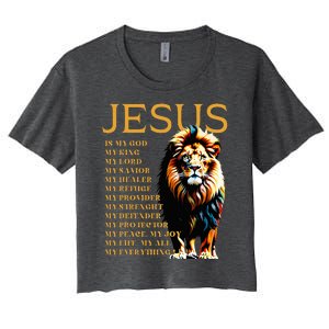 Lion Christian Jesus Is My God King Lord And Savior Women's Crop Top Tee