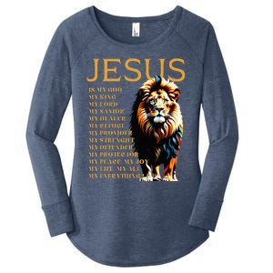 Lion Christian Jesus Is My God King Lord And Savior Women's Perfect Tri Tunic Long Sleeve Shirt