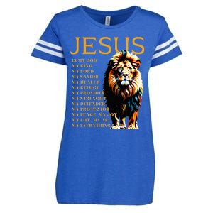 Lion Christian Jesus Is My God King Lord And Savior Enza Ladies Jersey Football T-Shirt