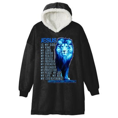 Lion Christian Jesus Is My God King Lord And Savior Hooded Wearable Blanket