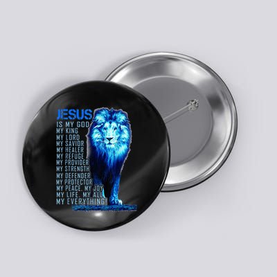 Lion Christian Jesus Is My God King Lord And Savior Button