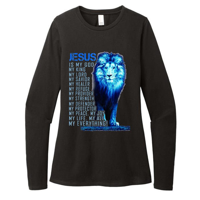 Lion Christian Jesus Is My God King Lord And Savior Womens CVC Long Sleeve Shirt