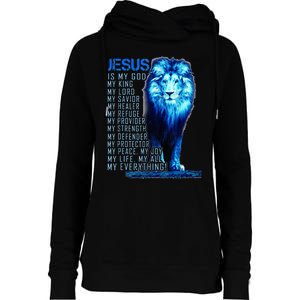 Lion Christian Jesus Is My God King Lord And Savior Womens Funnel Neck Pullover Hood