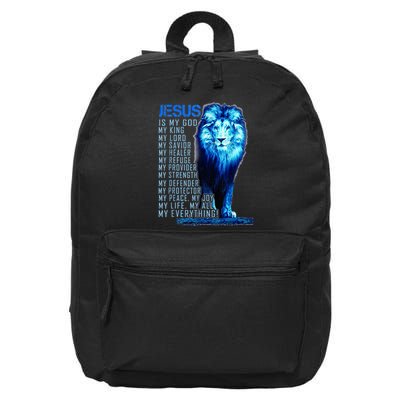 Lion Christian Jesus Is My God King Lord And Savior 16 in Basic Backpack