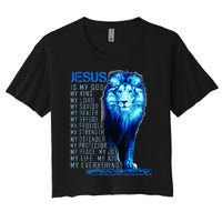 Lion Christian Jesus Is My God King Lord And Savior Women's Crop Top Tee