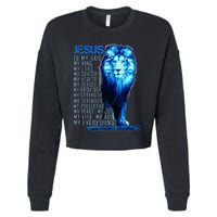 Lion Christian Jesus Is My God King Lord And Savior Cropped Pullover Crew