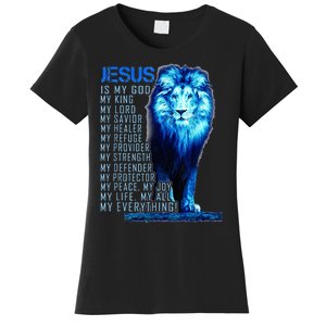 Lion Christian Jesus Is My God King Lord And Savior Women's T-Shirt