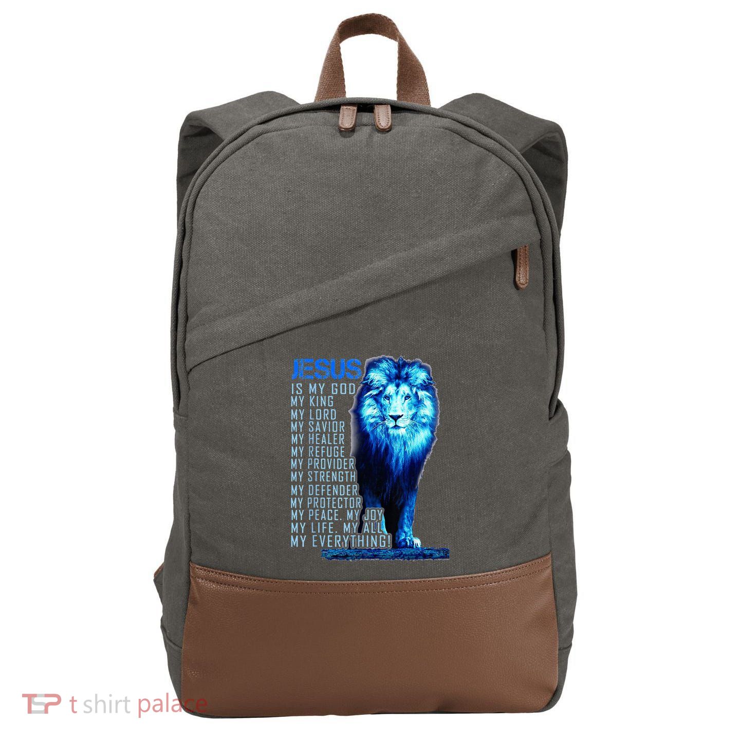 Lion Christian Jesus Is My God King Lord And Savior Cotton Canvas Backpack