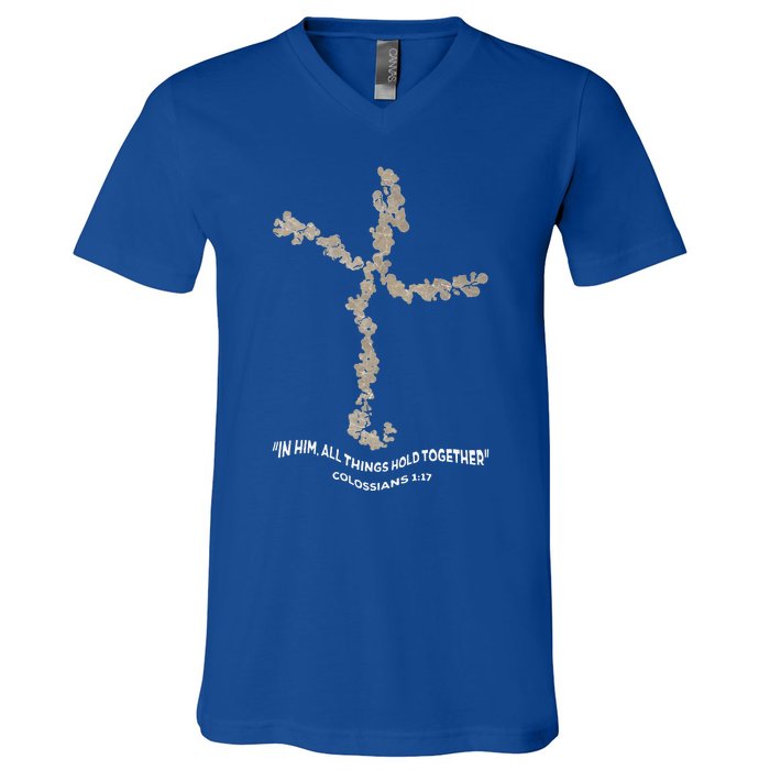 Laminin Christian Jesus Cross V-Neck T-Shirt