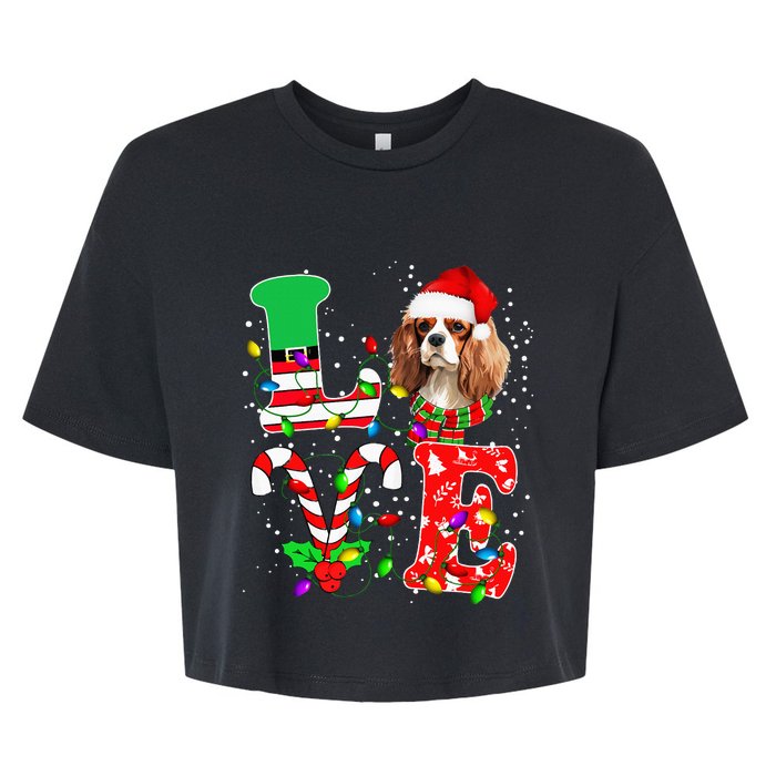 Love Cavalier King Charles Spaniel Dog Christmas Bella+Canvas Jersey Crop Tee