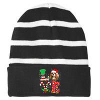 Love Cavalier King Charles Spaniel Dog Christmas Striped Beanie with Solid Band