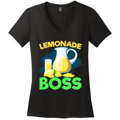 Lemonade Crew Kids Funny Lemonade Boss Lemon Lover Squad Women's V-Neck T-Shirt