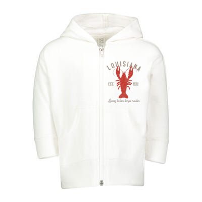 Louisiana Crawfish Laissez Le Bon Temps Rouler Toddler Zip Fleece Hoodie