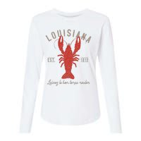 Louisiana Crawfish Laissez Le Bon Temps Rouler Womens Cotton Relaxed Long Sleeve T-Shirt