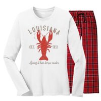 Louisiana Crawfish Laissez Le Bon Temps Rouler Women's Long Sleeve Flannel Pajama Set 