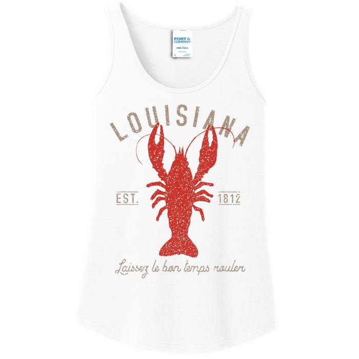 Louisiana Crawfish Laissez Le Bon Temps Rouler Ladies Essential Tank