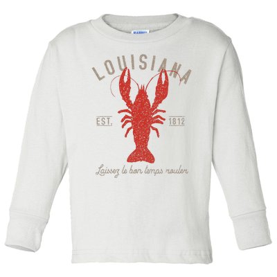 Louisiana Crawfish Laissez Le Bon Temps Rouler Toddler Long Sleeve Shirt