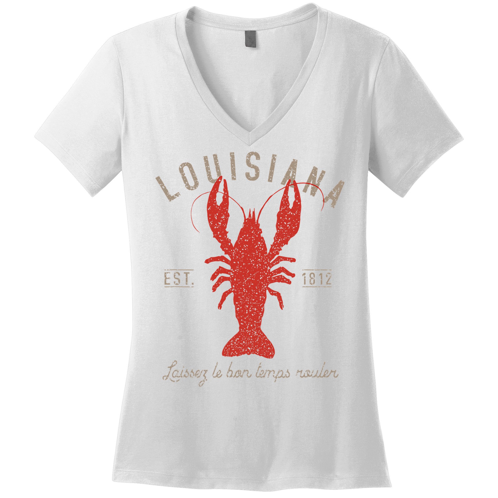 Louisiana Crawfish Laissez Le Bon Temps Rouler Women's V-Neck T-Shirt