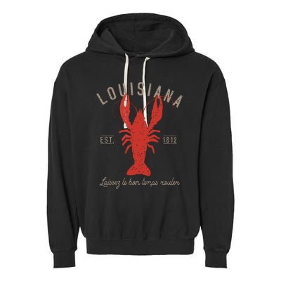 Louisiana Crawfish Laissez Le Bon Temps Rouler Garment-Dyed Fleece Hoodie