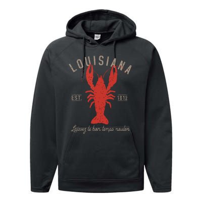 Louisiana Crawfish Laissez Le Bon Temps Rouler Performance Fleece Hoodie