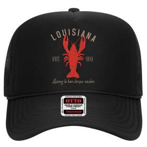 Louisiana Crawfish Laissez Le Bon Temps Rouler High Crown Mesh Back Trucker Hat