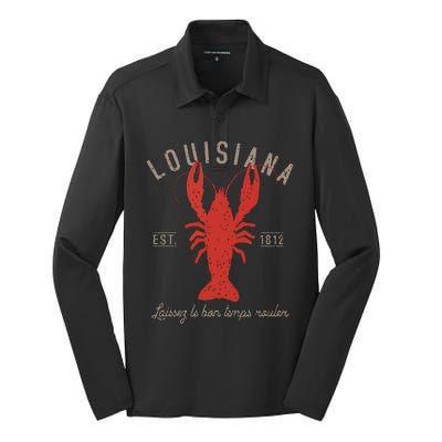 Louisiana Crawfish Laissez Le Bon Temps Rouler Silk Touch Performance Long Sleeve Polo