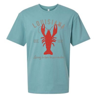 Louisiana Crawfish Laissez Le Bon Temps Rouler Sueded Cloud Jersey T-Shirt