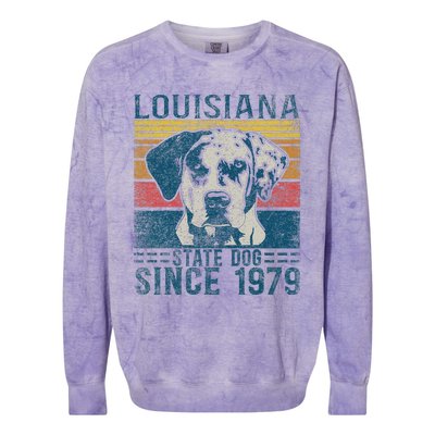 Louisiana Catahoula Leopard Dog Us State Dog Fan Lover Retro Colorblast Crewneck Sweatshirt